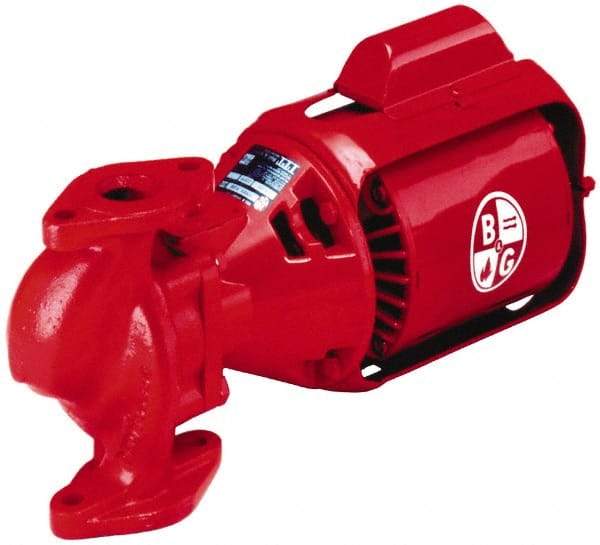 Bell & Gossett - 1/3 hp, 17-1/2" Long, 1 Phase, Cast Iron Housing, Brass Impeller, Inline Circulator Pump - 115/230 Volt, 60 Hz, 10" Flange Width, Bell & Gossett Part No. 102226, 125 Max psi, ODP Motor - Industrial Tool & Supply