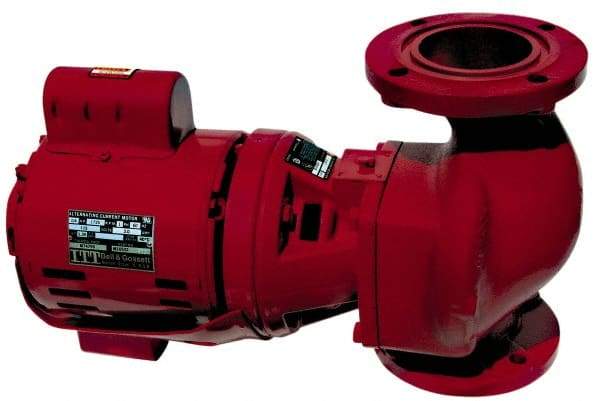 Bell & Gossett - 1/6 hp, 16-5/8" Long, 1 Phase, Cast Iron Housing, Brass Impeller, Inline Circulator Pump - 115 Volt, 60 Hz, 8-1/2" Flange Width, Bell & Gossett Part No. 102214, 125 Max psi, ODP Motor - Industrial Tool & Supply