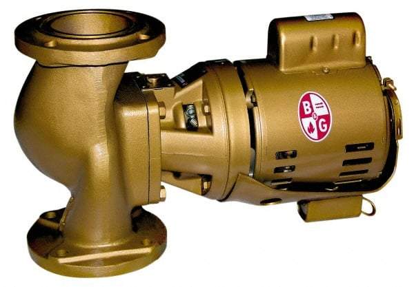 Bell & Gossett - 1/6 hp, 16-5/8" Long, 1 Phase, Bronze Housing, Brass Impeller, Inline Circulator Pump - 115 Volt, 60 Hz, 8-1/2" Flange Width, Bell & Gossett Part No. 102217, 125 Max psi, ODP Motor - Industrial Tool & Supply