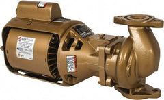 Bell & Gossett - 1/12 hp, 14-7/8" Long, 1 Phase, Bronze Housing, Brass Impeller, Inline Circulator Pump - 115 Volt, 60 Hz, 6-3/8" Flange Width, Bell & Gossett Part No. 106197, 125 Max psi, ODP Motor - Industrial Tool & Supply