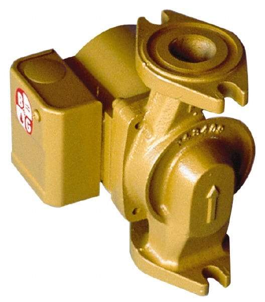 Bell & Gossett - 1/25 hp, 5-9/16" Long, 1 Phase, Bronze Housing, Polypropylene Impeller, Inline Circulator Pump - 115 Volt, 60 Hz, 6-3/8" Flange Width, Bell & Gossett Part No. 103252, 150 Max psi, ODP Motor - Industrial Tool & Supply