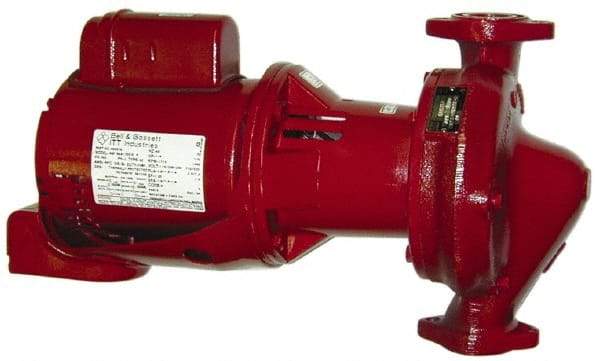 Bell & Gossett - 1/2 hp, 23" Long, 1 Phase, Cast Iron Housing, Cast Bronze Impeller, Inline Circulator Pump - 115/230 Volt, 60 Hz, 13-1/2" Flange Width, Flanges Included, Bell & Gossett Part No. 60-15, 175 Max psi, ODP Motor - Industrial Tool & Supply