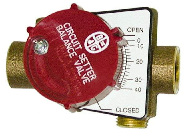 Bell & Gossett - 3/4" Pipe, Solder End Connections, Inline Calibrated Balance Valve - 3-1/2" Long, 2-3/4" High, 200 Max psi, Brass Body - Industrial Tool & Supply