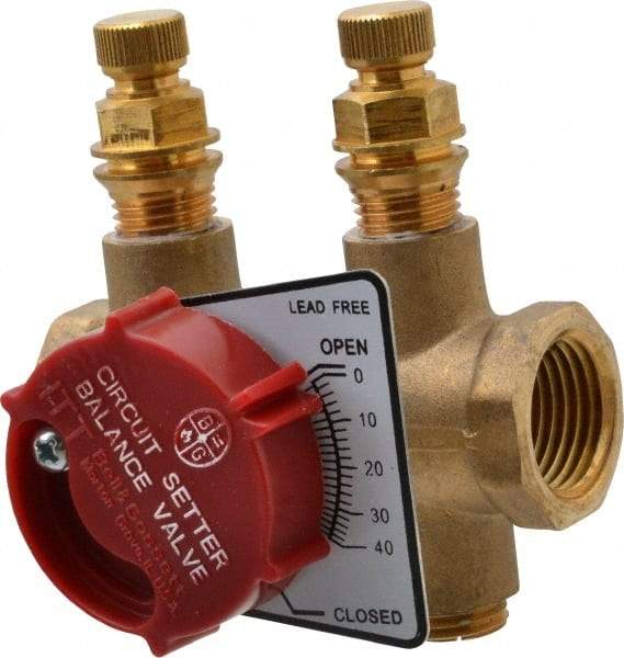 Bell & Gossett - 1/2" Pipe, Threaded End Connections, Inline Calibrated Balance Valve - 2-15/16" Long, 2-3/4" High, 300 Max psi, Brass Body - Industrial Tool & Supply