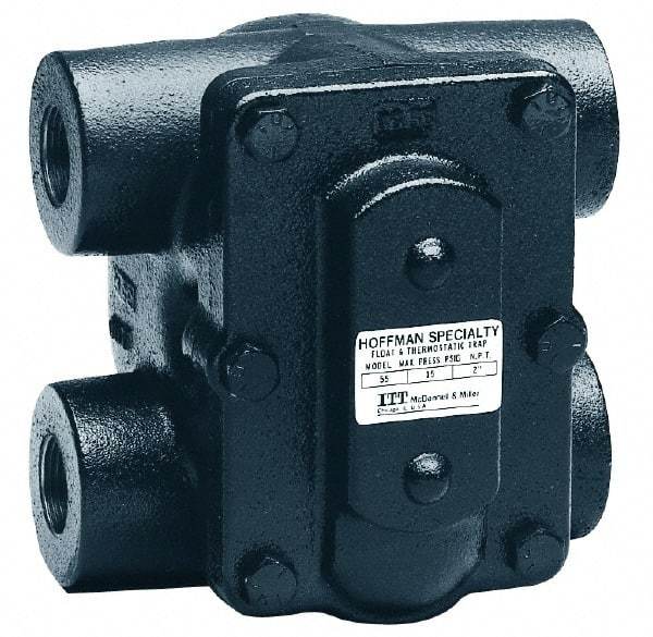 Hoffman Speciality - 1-1/2 Female" Pipe, Cast Iron Float & Thermostatic Steam Trap - 15 Max psi - Industrial Tool & Supply