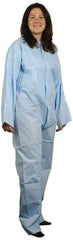 PRO-SAFE - Size L Polypropylene General Purpose Coveralls - Blue, Zipper Closure, Elastic Cuffs, Elastic Ankles, Serged Seams, ISO Class 7 - Industrial Tool & Supply