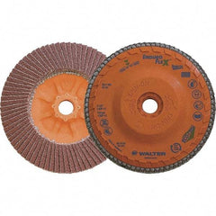 WALTER Surface Technologies - 60 Grit, 4-1/2" Disc Diam, 5/8-11 Center Hole, Zirconia Alumina Flap Disc - 13,300 Max RPM, Plastic Backing, Arbor Attaching System, Coated - Industrial Tool & Supply