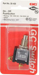 GC/Waldom - 1/2 Inch Mount Hole, Pushbutton Switch Only - Round, Chrome Pushbutton, Nonilluminated, Maintained (MA), On-Off - Industrial Tool & Supply