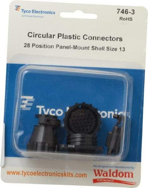 Tyco/Amp - Panel Mount Plug and Receptacle Kit - 28 to 17 AWG Compatible Wire Size - Industrial Tool & Supply