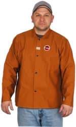 Stanco Safety Products - Size 2XL Welding & Flame Resistant/Retardant Jacket - Brown, Cotton, Snaps Closure, 50 to 52" Chest - Industrial Tool & Supply