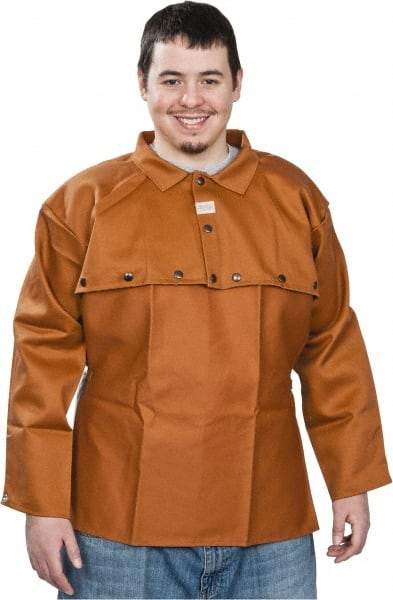 Stanco Safety Products - Size XL, 46-48" Chest, 20" Long, Flame Resistant, Cape Sleeves & Bib - Cotton, 12 oz, Russet - Industrial Tool & Supply