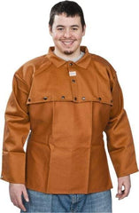 Stanco Safety Products - Size XL, 46-48" Chest, 20" Long, Flame Resistant, Cape Sleeves & Bib - Cotton, 12 oz, Russet - Industrial Tool & Supply