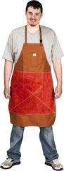 Stanco Safety Products - 24 x 36" Flame Resistant/Retardant & Welding Bib Apron - Cotton, 12 oz Material, Brown, 1 Pocket - Industrial Tool & Supply