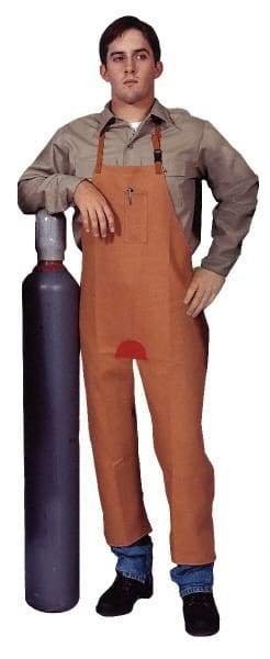 Stanco Safety Products - 24 x 48" Flame Resistant/Retardant & Welding Split Leg Apron - Cotton, 12 oz Material, Brown, 1 Pocket - Industrial Tool & Supply