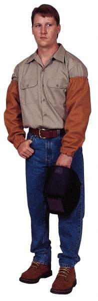 Stanco Safety Products - Size Universal, Brown Cotton Welding Sleeves - 23" Long Sleeve, Elastic Opening at Both Ends - Industrial Tool & Supply