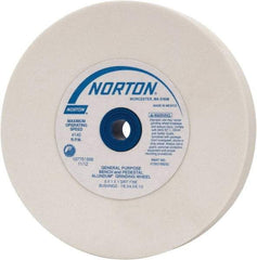 Norton - 100 Grit Aluminum Oxide Bench & Pedestal Grinding Wheel - 6" Diam x 1" Hole x 1" Thick, 4140 Max RPM, J Hardness, Fine Grade , Vitrified Bond - Industrial Tool & Supply