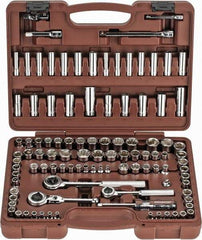 Paramount - 103 Piece 1/4" & 3/8" Drive Deep Well Socket Set - 6, 8, 12 Points, 5/32" to 13/16" (4mm to 19mm) Range, Inch/Metric Measurement Standard - Industrial Tool & Supply