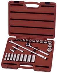 Paramount - 26 Piece 1/2" Drive Deep Well Socket Set - 6, 12 Points, 7/16" to 1" Range, Inch Measurement Standard - Industrial Tool & Supply