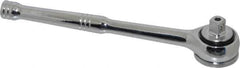 Paramount - 3/8" Drive Round Head Quick-Release Ratchet - Chrome Finish, 7-29/32" OAL, 45 Gear Teeth, Full Polished Knurled Handle - Industrial Tool & Supply