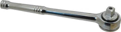 Paramount - 1/2" Drive Round Head Quick-Release Ratchet - Chrome Finish, 10-3/32" OAL, 45 Gear Teeth, Full Polished Knurled Handle - Industrial Tool & Supply