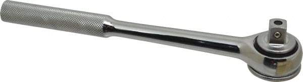 Paramount - 1/2" Drive Round Head Quick-Release Ratchet - Chrome Finish, 10-3/32" OAL, 45 Gear Teeth, Full Polished Knurled Handle, Reversible with Knurled Speed Ring Head - Industrial Tool & Supply