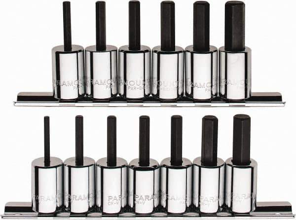 Paramount - 13 Piece 3/8" Drive Inch/Metric Hex Bit Socket Set - 1/8 to 3/8" Hex - Industrial Tool & Supply