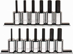 Paramount - 13 Piece 3/8" Drive Inch/Metric Hex Bit Socket Set - 1/8 to 3/8" Hex - Industrial Tool & Supply