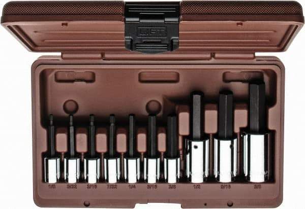 Paramount - 10 Piece 3/8 & 1/2" Drive Inch Hex Bit Socket Set - 1/8 to 5/8" Hex - Industrial Tool & Supply