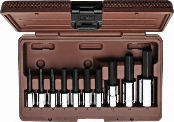 Paramount - 10 Piece 3/8 & 1/2" Drive Metric Hex Bit Socket Set - 4 to 17mm Hex - Industrial Tool & Supply