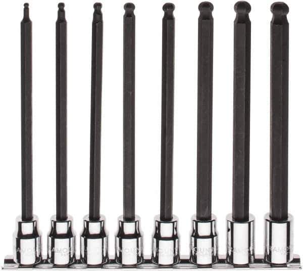 Paramount - 8 Piece 3/8" Drive Metric Ball Hex Bit Socket Set - 3 to 10mm Hex - Industrial Tool & Supply