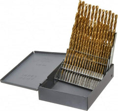 Hertel - 118° Point, TiN Finish, High Speed Steel Jobber Length Drill Bit Set - Industrial Tool & Supply