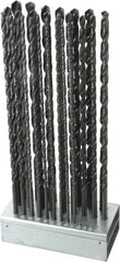 Hertel - 1/8 to 1/2", 118° Point, Oxide Finish, High Speed Steel Aircraft Extension Length Drill Bit Set - Industrial Tool & Supply