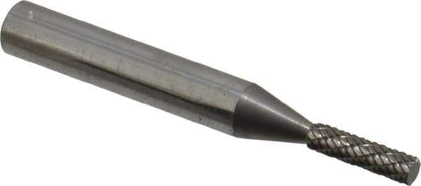 Atrax - 1/8" Cut Diam, 1/4" Shank Diam, Cylinder Head Double Cut Burr - Carbide, Flat End, 5/8" LOC, 2" OAL - Industrial Tool & Supply