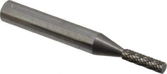 Atrax - 1/8" Cut Diam, 1/4" Shank Diam, Cylinder Head Double Cut Burr - Carbide, Flat End, 5/8" LOC, 2" OAL - Industrial Tool & Supply