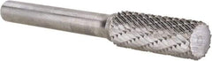 Atrax - 3/8" Cut Diam, 1/4" Shank Diam, Cylinder Head Double Cut Burr - Carbide, Flat End, 1" LOC, 2-1/4" OAL - Industrial Tool & Supply