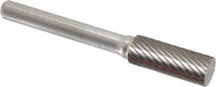 Atrax - 3/8" Cut Diam, 1/4" Shank Diam, Cylinder Head Single Cut Burr - Carbide, Flat End, 1" LOC, 2-1/4" OAL - Industrial Tool & Supply