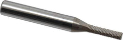 Atrax - 1/8" Cut Diam, 1/4" Shank Diam, Cylinder with End Cut Head Double Cut Burr - End Cut End, 5/8" LOC, 2" OAL - Industrial Tool & Supply