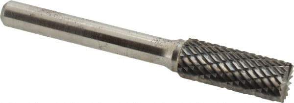 Atrax - 3/8" Cut Diam, 1/4" Shank Diam, Cylinder with End Cut Head Double Cut Burr - End Cut End, 1" LOC, 2-1/4" OAL - Industrial Tool & Supply