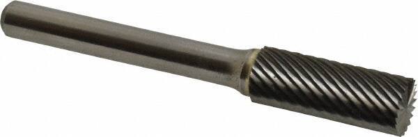 Atrax - 3/8" Cut Diam, 1/4" Shank Diam, Cylinder with End Cut Head Single Cut Burr - Carbide, End Cut End, 1" LOC, 2-1/4" OAL - Industrial Tool & Supply