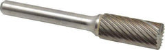 Atrax - 7/16" Cut Diam, 1/4" Shank Diam, Cylinder with End Cut Head Single Cut Burr - Carbide, End Cut End, 1" LOC, 2-3/4" OAL - Industrial Tool & Supply