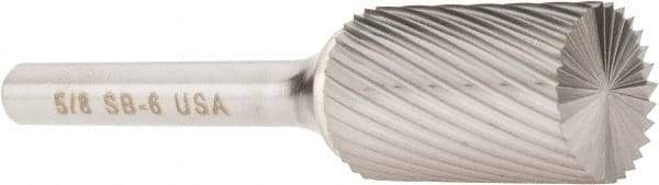 Atrax - 5/8" Cut Diam, 1/4" Shank Diam, Cylinder with End Cut Head Single Cut Burr - Carbide, End Cut End, 1" LOC, 2-3/4" OAL - Industrial Tool & Supply