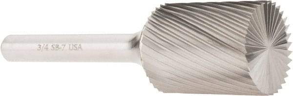 Atrax - 3/4" Cut Diam, 1/4" Shank Diam, Cylinder with End Cut Head Single Cut Burr - Carbide, End Cut End, 1" LOC, 2-3/4" OAL - Industrial Tool & Supply