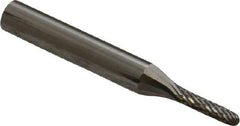 Atrax - 1/8" Cut Diam, 1/4" Shank Diam, Cylinder with Radius Head Double Cut Burr - Radius End, 3/32" LOC, 2" OAL - Industrial Tool & Supply