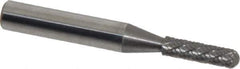 Atrax - 5/32" Cut Diam, 1/4" Shank Diam, Cylinder with Radius Head Double Cut Burr - Radius End, 5/8" LOC, 2-1/4" OAL - Industrial Tool & Supply