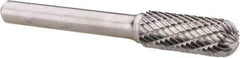 Atrax - 3/8" Cut Diam, 1/4" Shank Diam, Cylinder with Radius Head Double Cut Burr - Radius End, 1" LOC, 2-1/4" OAL - Industrial Tool & Supply