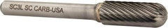 Atrax - 3/8" Cut Diam, 1/4" Shank Diam, Cylinder with Radius Head Single Cut Burr - Carbide, Radius End, 1" LOC, 2-1/4" OAL - Industrial Tool & Supply
