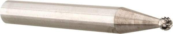 Atrax - 1/8" Cut Diam, 1/4" Shank Diam, Ball Head Double Cut Burr - 3/32" LOC, 2" OAL - Industrial Tool & Supply