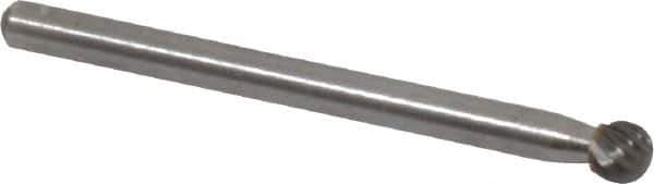 Atrax - 5/32" Cut Diam, 1/8" Shank Diam, Ball Head Single Cut Burr - Carbide, 5/32" LOC, 1-1/2" OAL - Industrial Tool & Supply