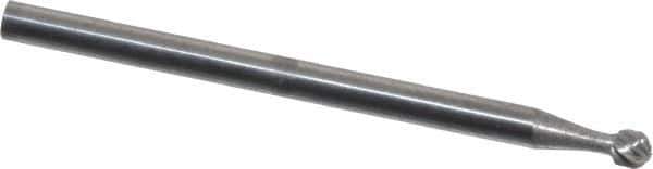 Atrax - 3/32" Cut Diam, 3/32" Shank Diam, Ball Head Single Cut Burr - Carbide, 3/32" LOC, 1-1/4" OAL - Industrial Tool & Supply