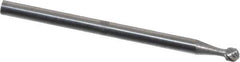 Atrax - 3/32" Cut Diam, 3/32" Shank Diam, Ball Head Single Cut Burr - Carbide, 3/32" LOC, 1-1/4" OAL - Industrial Tool & Supply